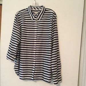 Talbots XL striped navy and white shirt.